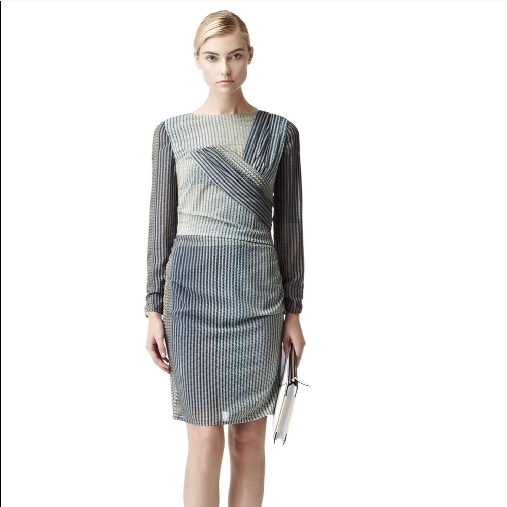 Reiss Ruched Long Sleeve Dress